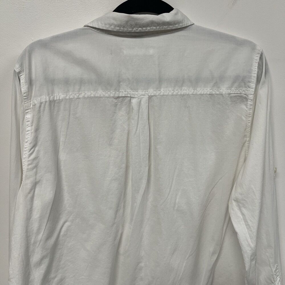 J Crew Chambray Pocket Tunic Womens Size L White Button Up Shirt Collared Work - Picture 4 of 13